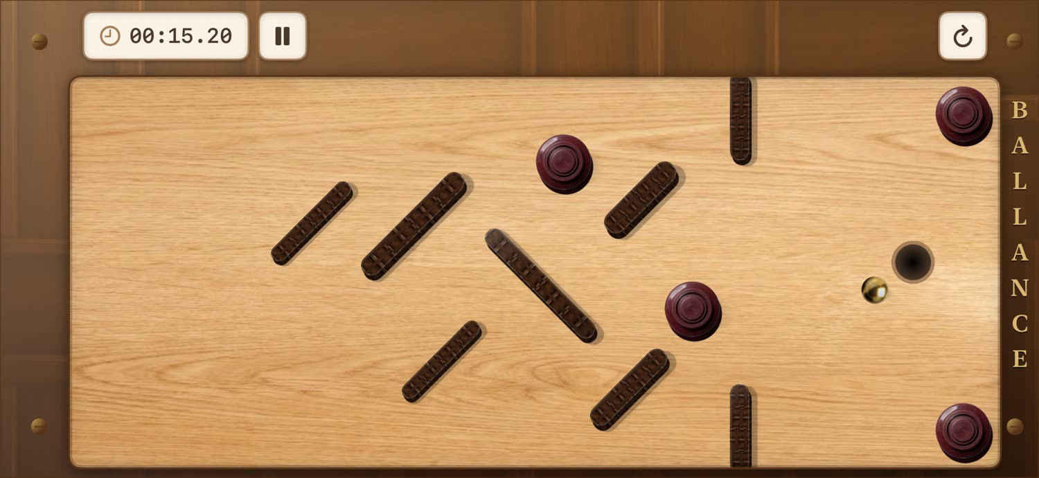 Ballance gameplay showing a suspended 3D course