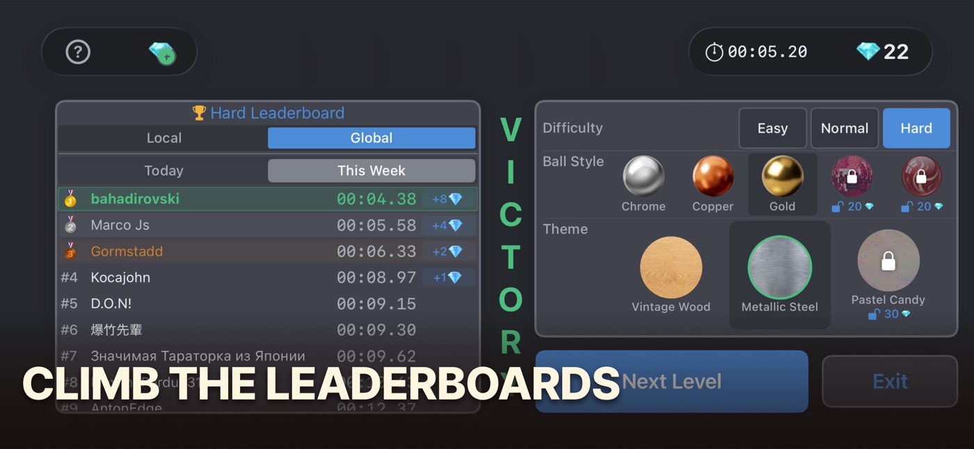 Ballance App Store screenshot — Climb the leaderboards